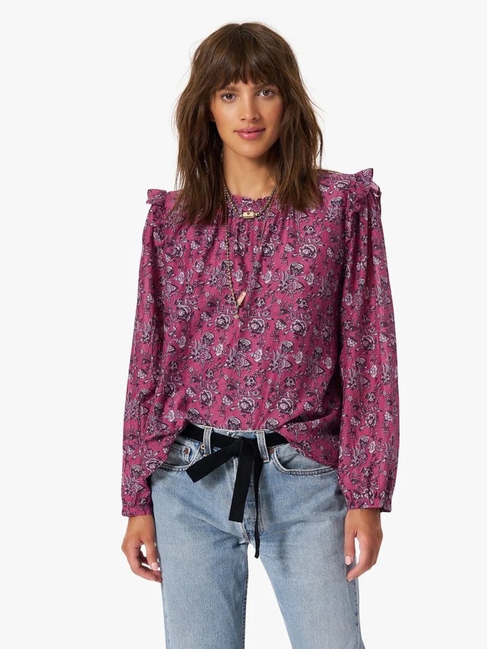 XIRENA Lanie Top in Wild Rose Silk Cotton Floral Blouse Size Small